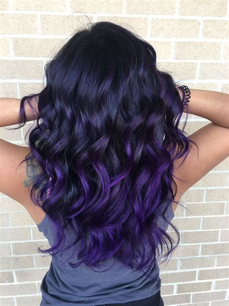 purple black ombre hair|black hair with ombre highlights.